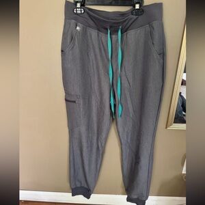Gray Jogger Pants with Teal Drawstrings